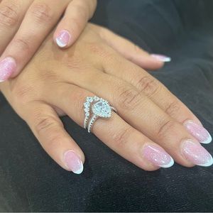 Cubic Zirconia Double Ring💍 Size 5 Two in one Combo Box Included